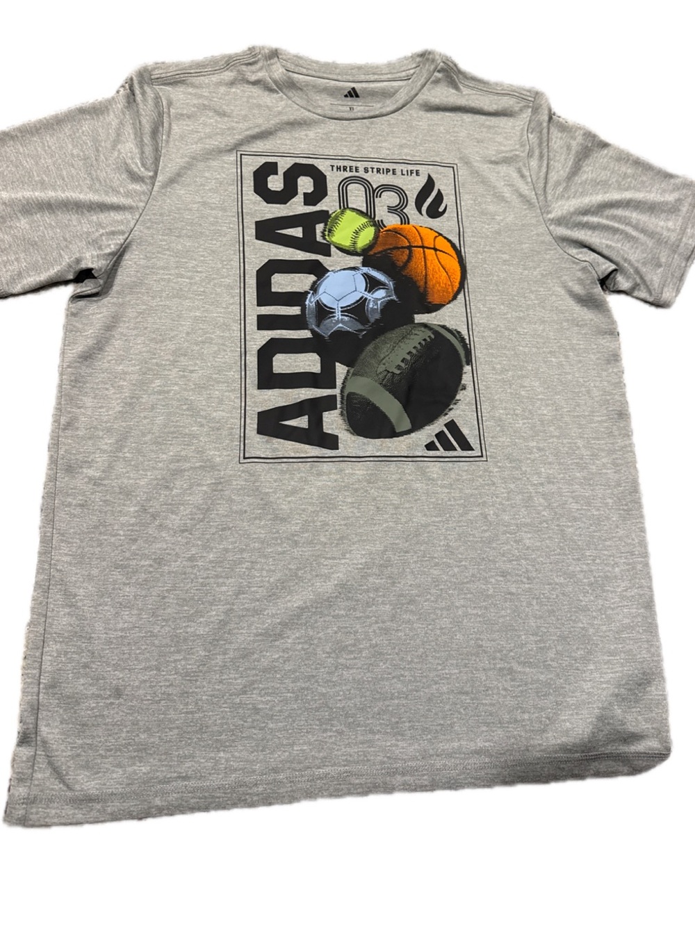 adidas Grey Short-Sleeve Tee with Multi-Sport Graphic